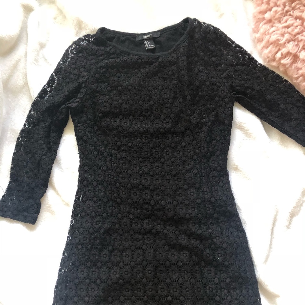 Black textured mini dress